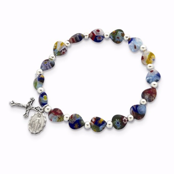Jewelry - Multi-Color Heart Bead Cross Bracelet